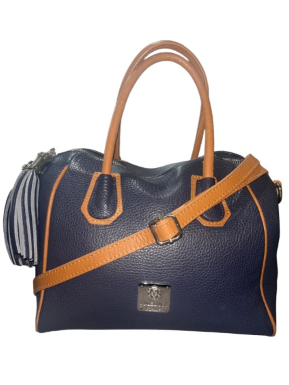 I MEDICI Firenze Navy
Pebbled Leather Tassel Satchel Crossbody Bag